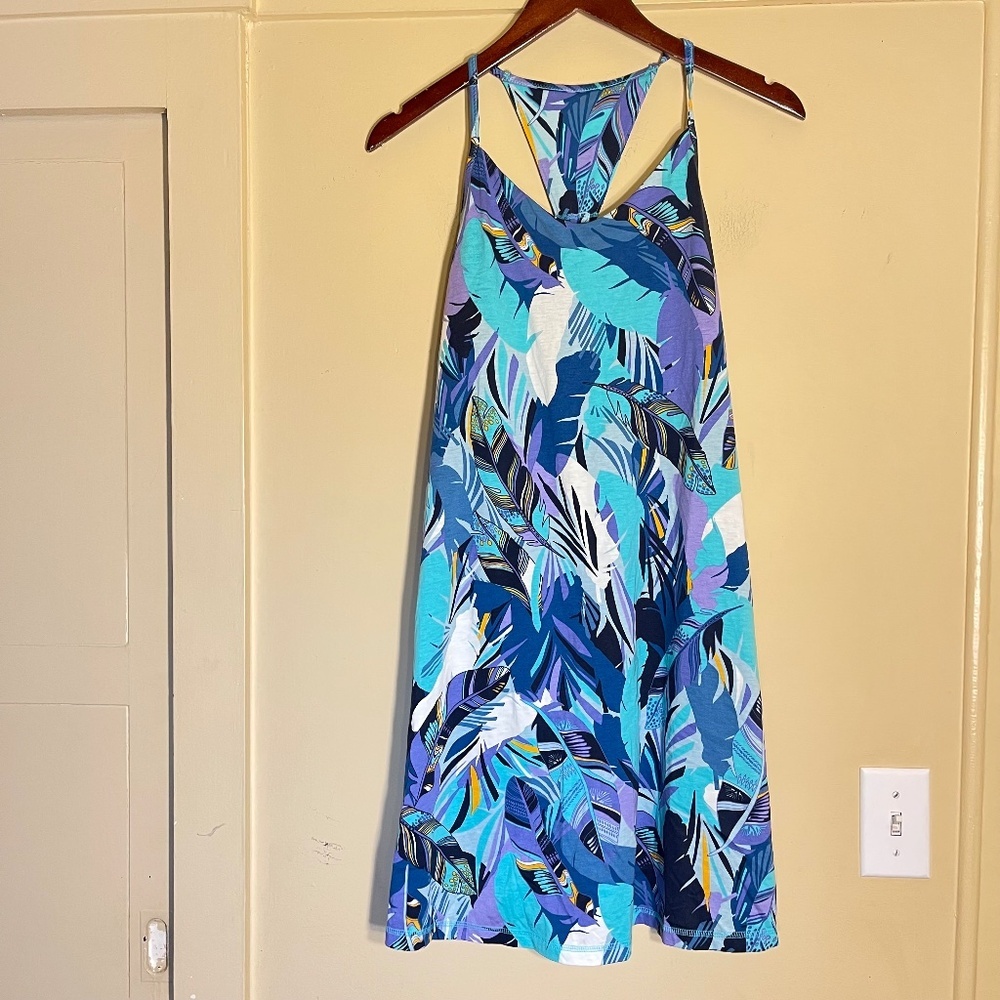 Patagonia Blue Teal Purple Tropical Print Sundress